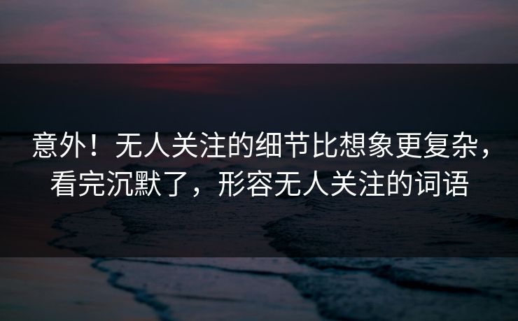 意外！无人关注的细节比想象更复杂，看完沉默了，形容无人关注的词语