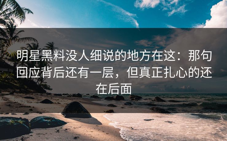 明星黑料没人细说的地方在这：那句回应背后还有一层，但真正扎心的还在后面