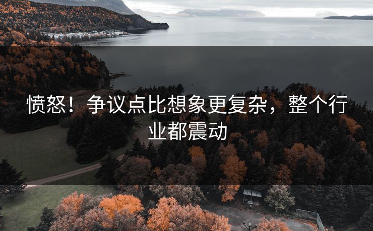 愤怒！争议点比想象更复杂，整个行业都震动
