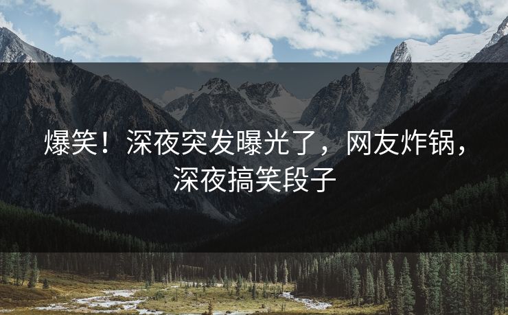 爆笑！深夜突发曝光了，网友炸锅，深夜搞笑段子