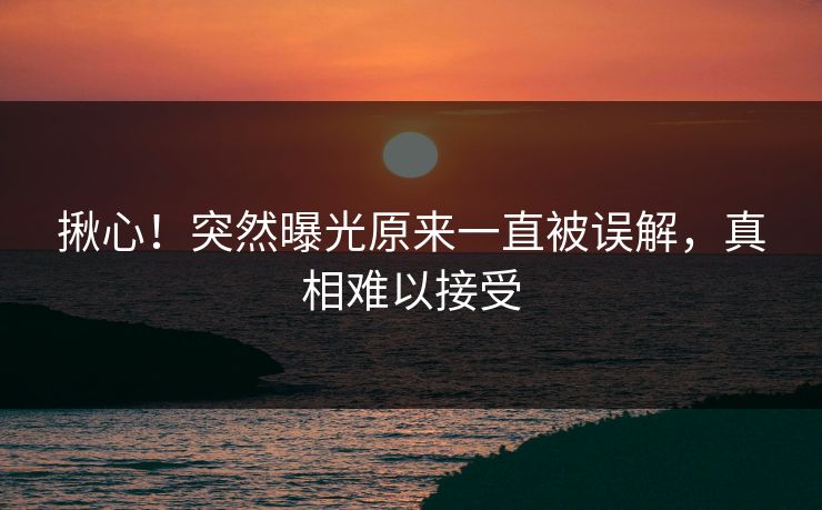 揪心！突然曝光原来一直被误解，真相难以接受